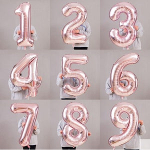 Custom Rose Gold Birthday Number 40 inch | Giant 40&#39;&#39;  Rose Gold Number Balloon for birthday | Birthday Party Decor | 1st 16th 21st 30th60th