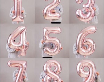 Custom Rose Gold Birthday Number 40 inch | Giant 40&#39;&#39;  Rose Gold Number Balloon for birthday | Birthday Party Decor | 1st 16th 21st 30th60th
