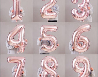 Custom Rose Gold Birthday Number 40 inch | Giant 40''  Rose Gold Number Balloon for birthday | Birthday Party Decor | 1st 16th 21st 30th60th