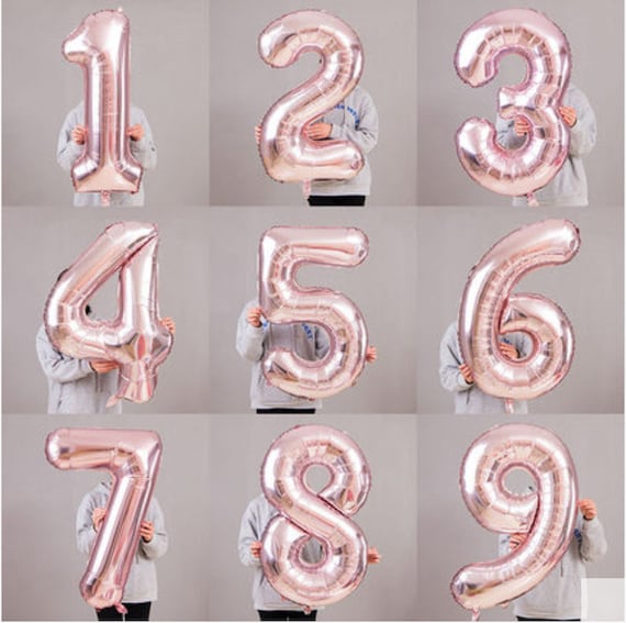 Giant Rose Gold Number Balloons for birthday | Custom 42'' Mylar Number Balloon Banner | Birthday Party Decor | 1st 16th 21st Il_570xn
