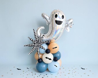 Retro One Spooky Dude First Birthday Balloon Tower Halloween Ghost Party Decor Boys Girls