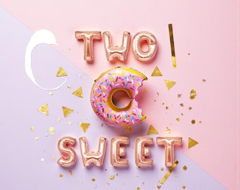 Guirnalda de globos "Dos dulces": Decoración para fiesta de cumpleaños número 2 con temática de donas