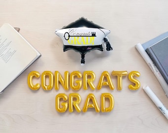 Congrats Grad Balloon Banner: Graduation Cap Balloon Party Decor