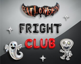 Fright Club Balloon Kit: Halloween Birthday Bachelorette Party Decorations with Spooky Ghost and Skeleton