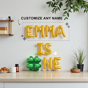 Custom Name Lucky One Balloon Set: St. Patrick's Day Clover First Birthday Shamrock Decor