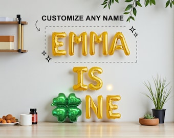 Custom Name Lucky One Balloon Set: St. Patrick's Day Clover First Birthday Shamrock Decor