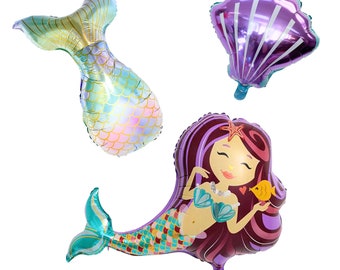 Purple Seashell Mermaid Balloon  | Under the sea party | Mermaid Party Balloon | Mermaid Baby Shower | Mermaid Tail Balloon