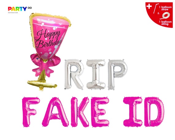 21st Birthday Party Balloon Decoration | 21st Birthday Party Decorations for Him / Her | Whiskey Balloon | RIP Fake id Balloon Banner | Il_570xn