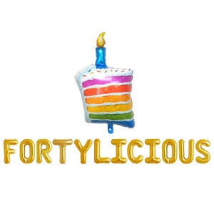 Fortylicious Letter Banner | 40th Birthday Party Balloons | 40th Decorations | Forty Birthday Decor | 40th Birthday Banner Decorations