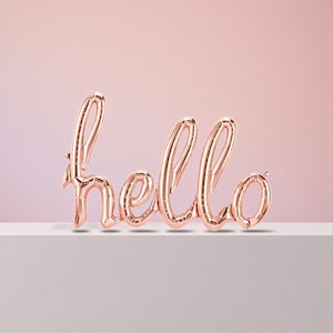 Hello Script Balloon Banner: Birthday Bachelorette Baby Shower Party Decor