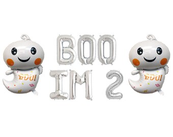 Boo I'm 2 Balloon Banner: Halloween Ghost Little Boo 2nd Birthday
