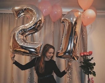 Jumbo 42'' Rose Gold 21st Birthday Balloon Set: Birthday Party Decor