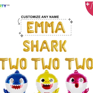 Custom Baby Shark Two Two Two Banner | Baby Shark banner Two year old balloon 2nd birthday party | Baby Shark Party Decoration