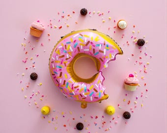 36” Giant Donut Balloon: Donut Birthday Party Decor for Kids and Girls’ Celebrations