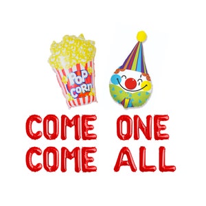 Circus 1st Birthday Party | Come One Come All Banner Balloon |  Carnival Theme Party Carnival Clown Balloon Circus Theme 1st Birthday party