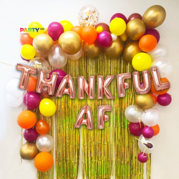 Thanksgiving Balloon Garland with THANKFUL AF Balloons | Thanksgiving Balloons Backdrop | Friendsgiving Decoration | Thanksgiving Garland Il_570xn