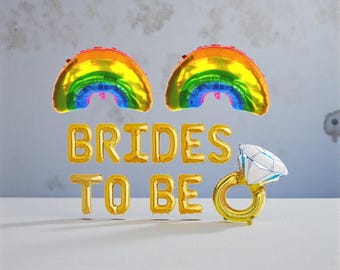 Brides to Be Lesbian Bachelorette Banner: LGBTQ Bridal Shower Pride Month Party Decor