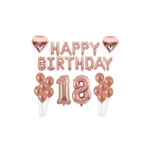Rose Gold 18th Birthday Balloon Decoration Set | 18th Birthday Party Decor |  Rose Gold 18th Birthday Party Banner Sign Balloons Decorations