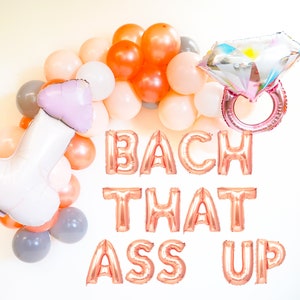 bach that ass up bachelorette party decorations, bachelorette balloons, rose gold bachelorette decorations balloon garland & banner