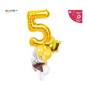 5th Birthday Balloon Bouquet | 5th Birthday Party Girl Decorations | HI FIVE Birthday Balloons | Fifth Birthday Balloon Bouquet