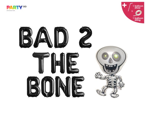 Bad Two The Bone Banner - Rock N Roll 2nd Birthday Decor, Skull & Bone Party Decoration (Pink For Girls)