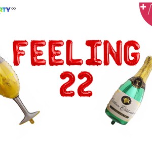 Feelin 22 Balloons Banner Birthday Decoration 22nd Birthday Party Decor Balloon 22 Birthday Party Decorations Sign Red