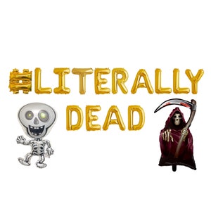 Literally Dead Banner Baloon | Day of the Dead Party Balloons Decorations | Halloween Party Decorations | Dia de los Muertos Party Balloons