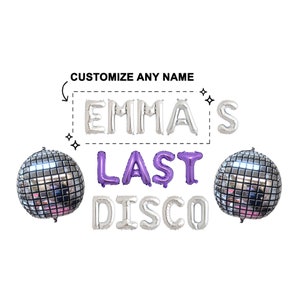 Last Disco Custom Balloon Banner Retro Disco Cowgirl Rodeo Bachelorette Party Decor Customize Cowgirl Bachelorette Party Decorations Purple+Silver