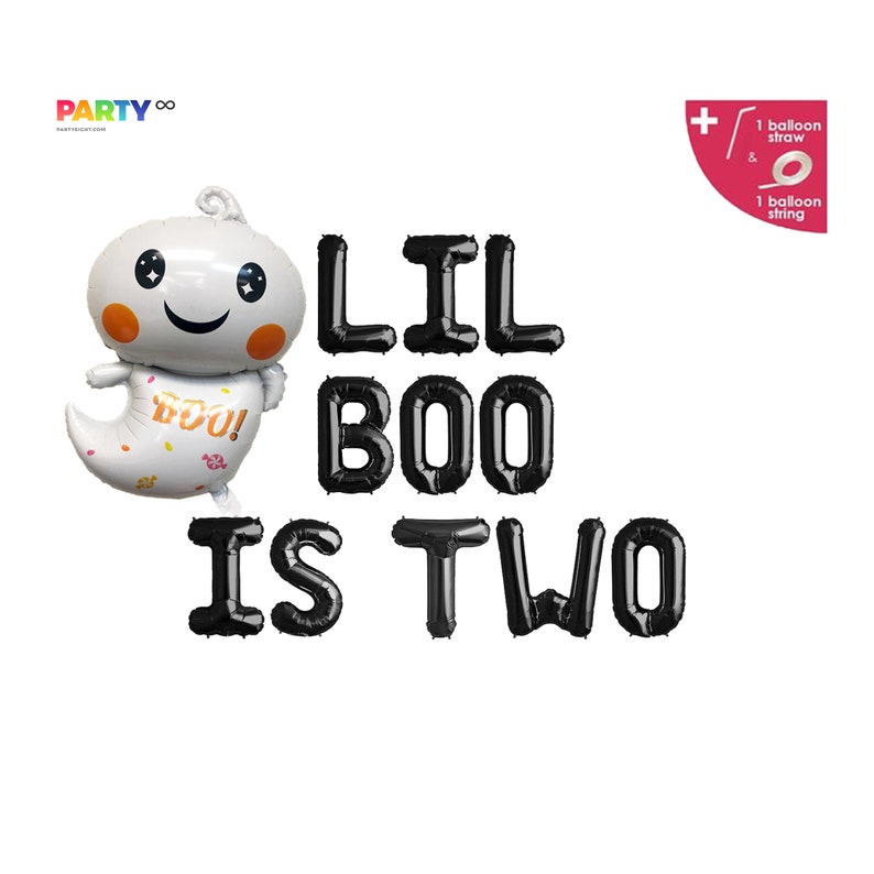 Lil Boo Is Two 2nd Birthday Halloween Themed 2nd Birthday Banner Decorations Little Boo Birthday Our Little Boo is Turning Two Black