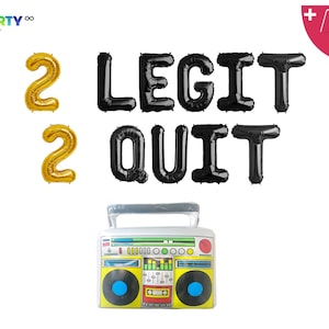 2 Legit 2 Quit Balloon Banner: 90s Hip Hop 2nd Birthday Party