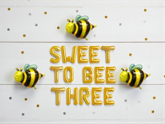 Sweet To Bee Three Balloon Banner: 3rd Birthday Party Decor