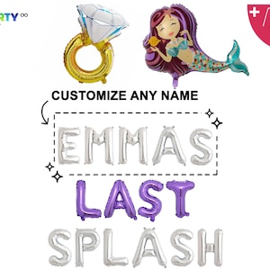 Last Splash Mermaid Bachelorette Bridal Party Decor | Bridal Shower Mermaid Theme party  | Beach Bachelorette Party Balloon Letters/banner