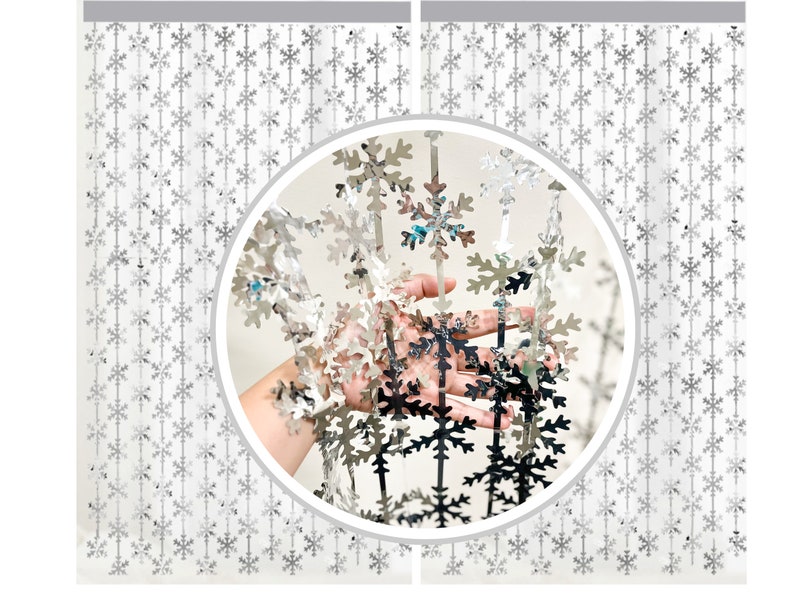 Christmas Snowflake Photo Backdrop  Snowflake Streamer Fringe image 1