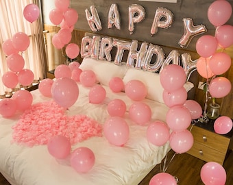 Pink Happy Birthday Balloon Decoration: Letter Balloons Kit