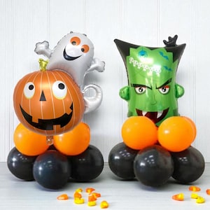 Columna de globos de Halloween: decoración para fiestas de calabazas, fantasmas y monstruos