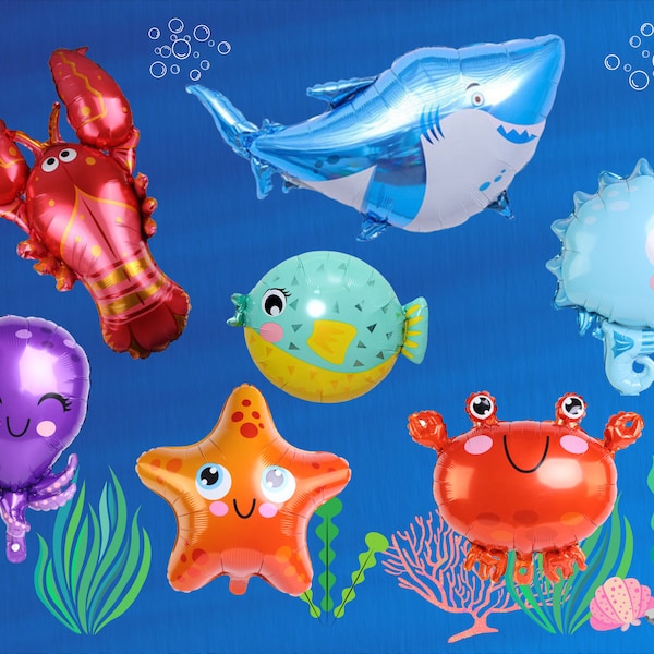 Under the Sea Party Balloon Decorations | Octopus Balloon | Lobster Shark Balloon | Crab Starfish Balloon | Ocean Party Sea Horse Balloon