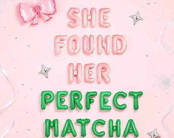 She Found Her Perfect Matcha Balloon Kit: Matcha Bridal Shower Bachelorette Party Banner Decor