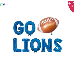 Go Lions Balloon Banner | Superbowl Party Decor | Detroit Lions Fans | Football Balloon | Sports Theme | NFL Party decor