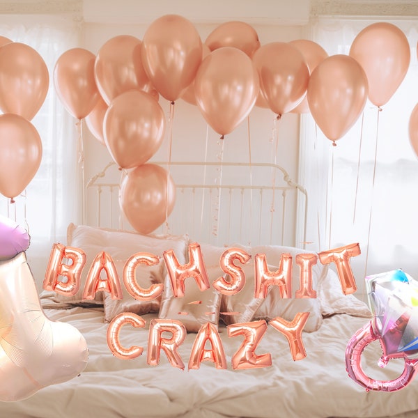 Rose Gold Bachelorette Hotel Decorations Kit  Bach Shit Crazy Banner Bach Party Bachelorette Balloons | Bach Balloons Balloon Banner Bride