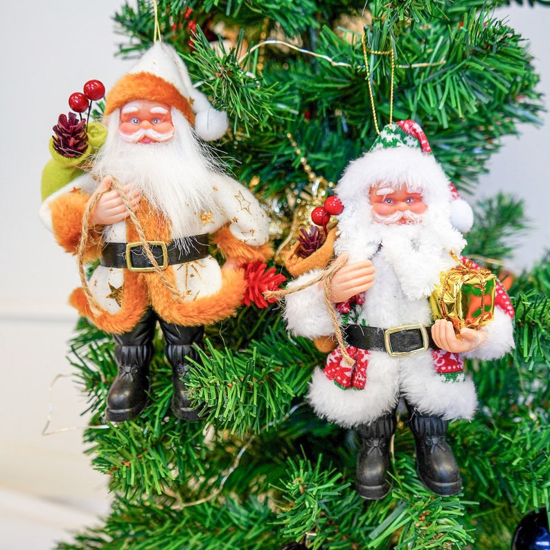 Vintage Santa Ornament Retro Santa Ornament 2 Pcs Christmas image 1