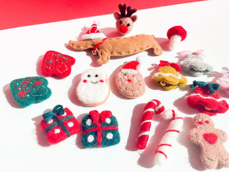 Christmas Felt Decorations Felt Gingerbread Man Felt Snowman Felt jingle bells Felt Santa Claus Felt Pom Garland Felt Ball Kit image 2