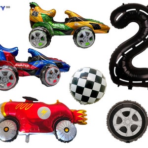 Racing Car Balloon | Two Fast Racing Car themed F1 two fast Birthday Party Decoration Balloon | Car themed | Vintage Car wheel Balloons