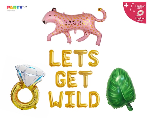 Lets Get Wild banner Balloons | Jungle Theme Bachelorette Party Decorations Kit | Safari Bachelorette Party Photo Backdrop | Cheetah Leopard Il_570xn