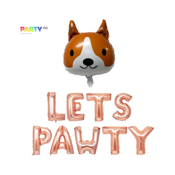 Lets Pawty Balloons | Dog Puppy Birthday Party Decoration | Puppy Birthday Party Decoration Balloon | Corgi Birthday Party Banner/Sign