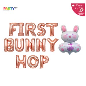 First bunny hop balloon banner Easter Baby shower Balloons Decor Balloon Banner |  Easter Party Bunny Balloons | Happy Easter Balloons Decor