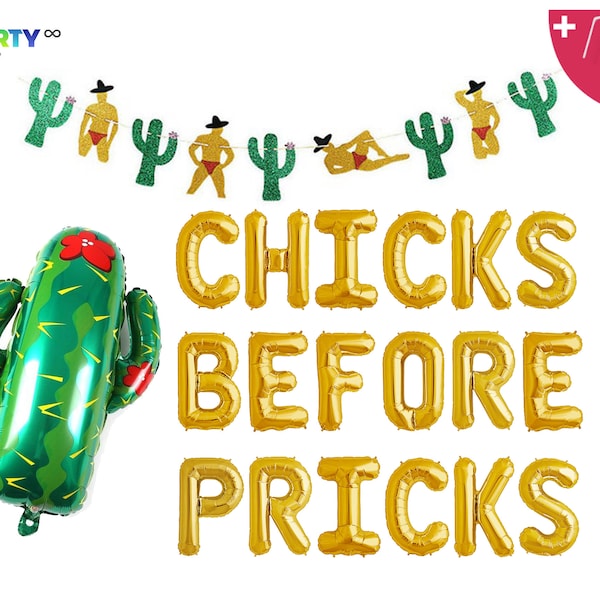 Chicks Before Pricks Balloons Banner | Final Fiesta Cactus Banner| Final Fiesta Mexico Bachelorette Decorations