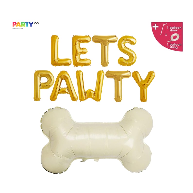 Lets Pawty Balloons  Dog Puppy Birthday Party Decoration  Phrase+Bone