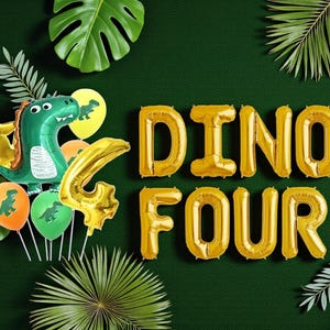 Dino Four Balloon Set 4th Birthday T-Rex Party Theme