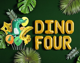 Dino Four Balloon Set 4th Birthday T-Rex Party Theme