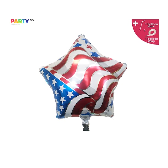 18" American Flag Star shape Balloon, Patriotic Balloon, Labor Day Balloon, USA Party, Summer Party, Flag Decor, Labor Day Il_570xn